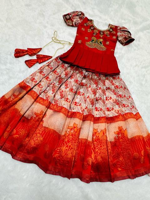 kids lehenga lichi silk Kids clothing manufacturers in Gujarat
